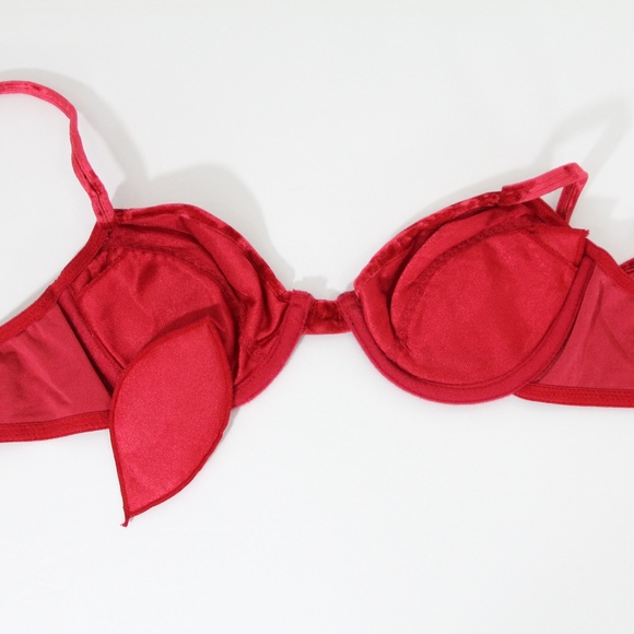 Vintage Victoria's Secret Bra 34A red Velvet 90s fashion VS - Picture 5 of 8